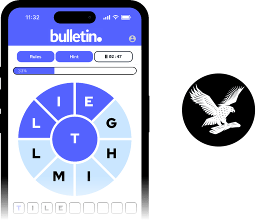 Mobile word wheel puzzle interface showing letter selection and word-building gameplay