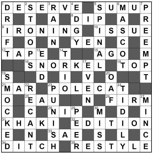 Crossword solved example puzzle