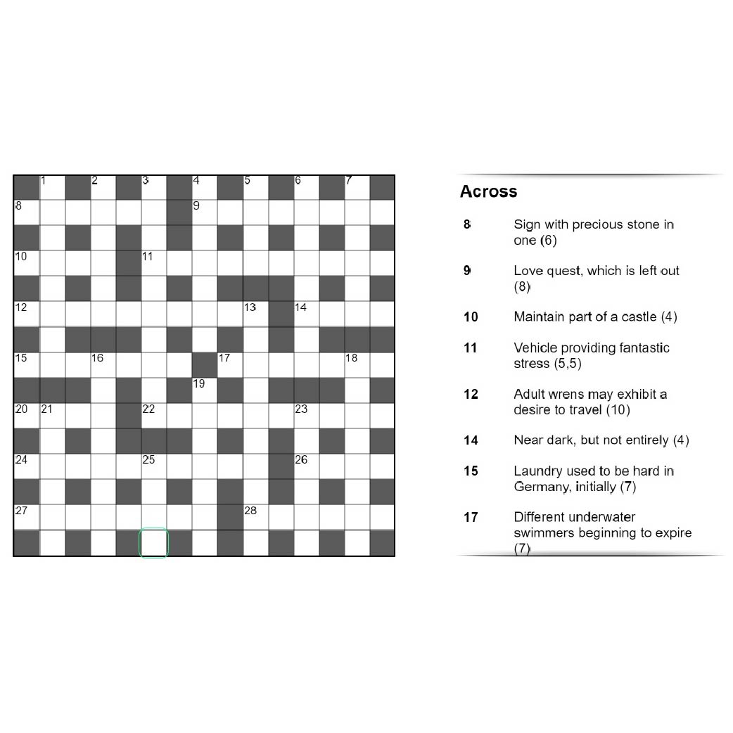 An example of a Cryptic Crossword puzzle