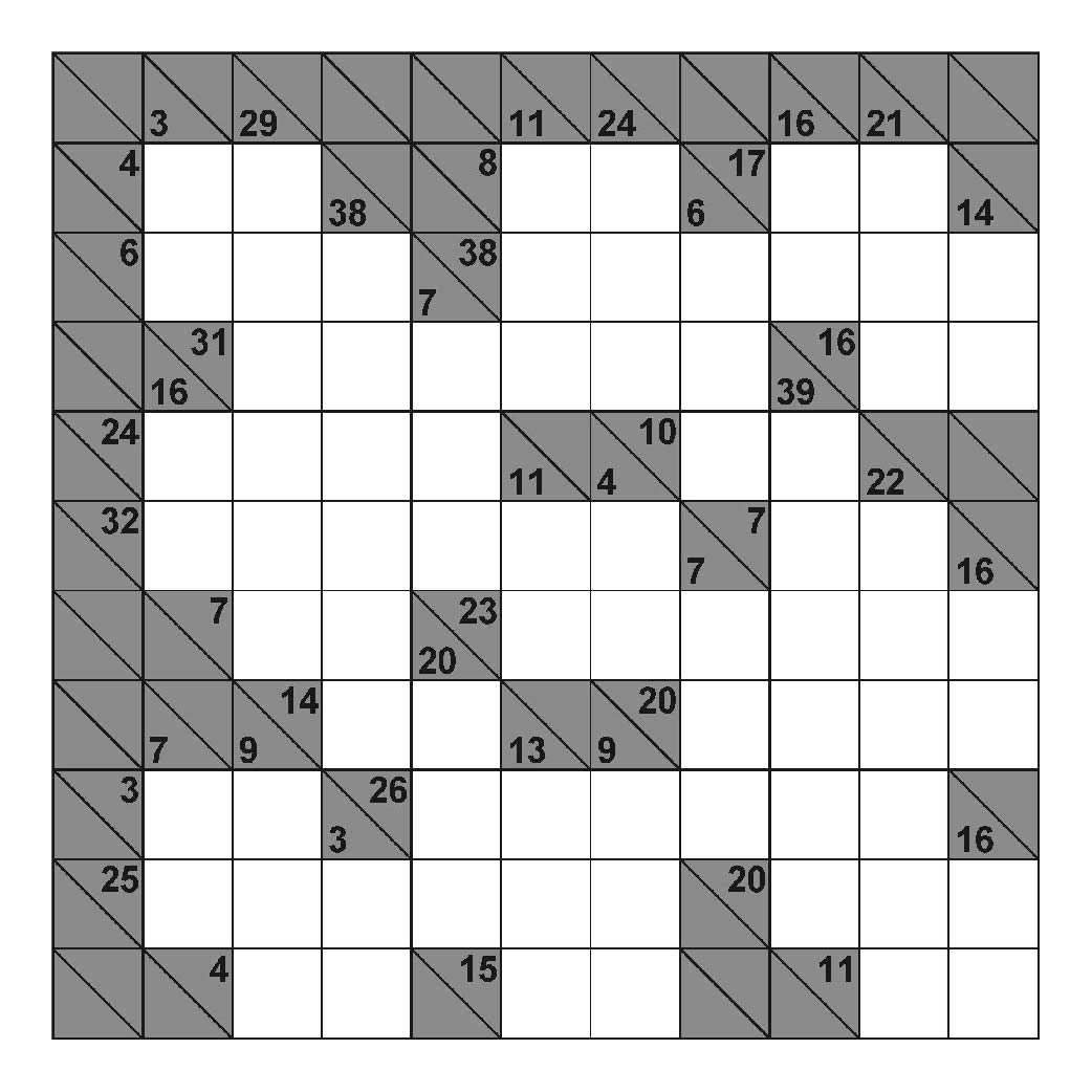 An example of a Kakuro puzzle