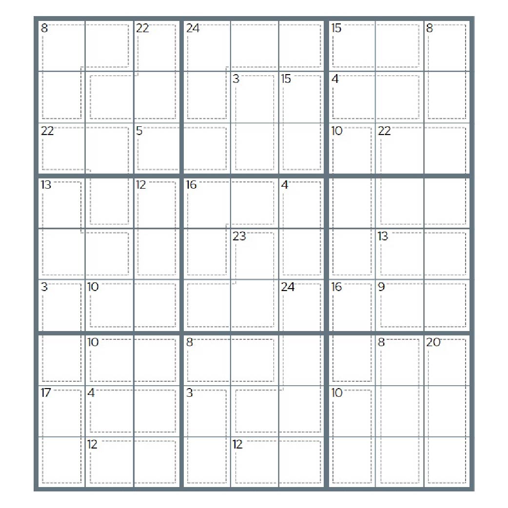 An example of a Killer Sudoku puzzle