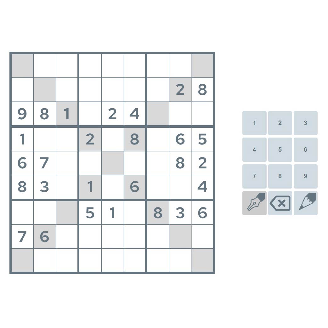 An example of a X-Factor Sudoku puzzle